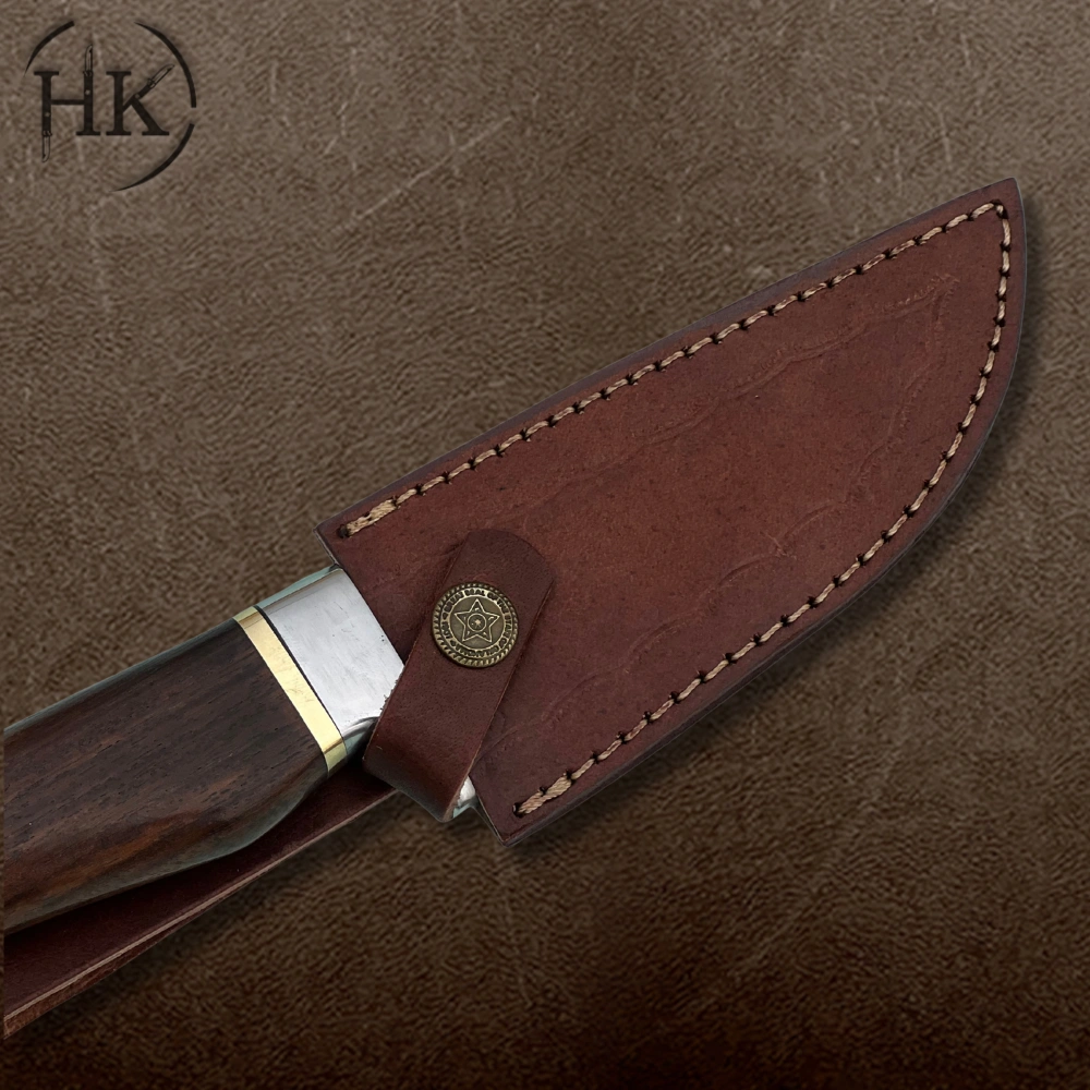 Handcrafted Damascus Steel Skinner Knife with Exotic Hardwood Handle - Premium Outdoor Survival Gear - Image 5