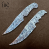 7.5-Inch Hand-Forged Damascus Steel Blank Blade | Skinning Knife with 3 Pin Holes and Inserting Hole