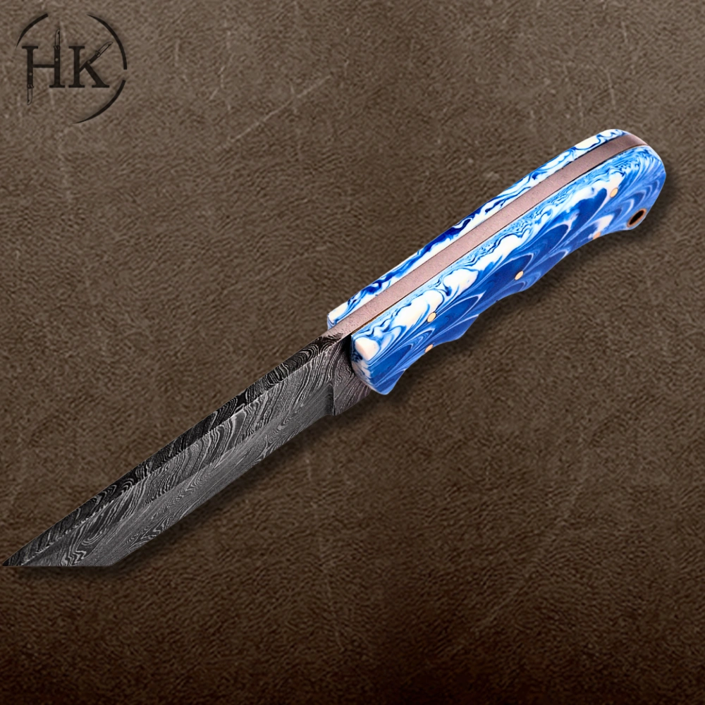 Handcrafted Mosaic Damascus Steel Skinner Knife - Premium Outdoor Survival Gear - Image 2