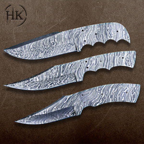 Damascus Knife Blanks for Knife Making Supplies DIY – 8 Inch Full Tang EDC Hunting Knife Blade Blank