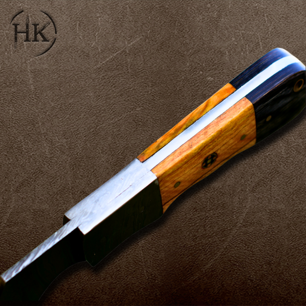 Damascus Viking Axe with Rosewood Handle & Leather Sheath - Image 4