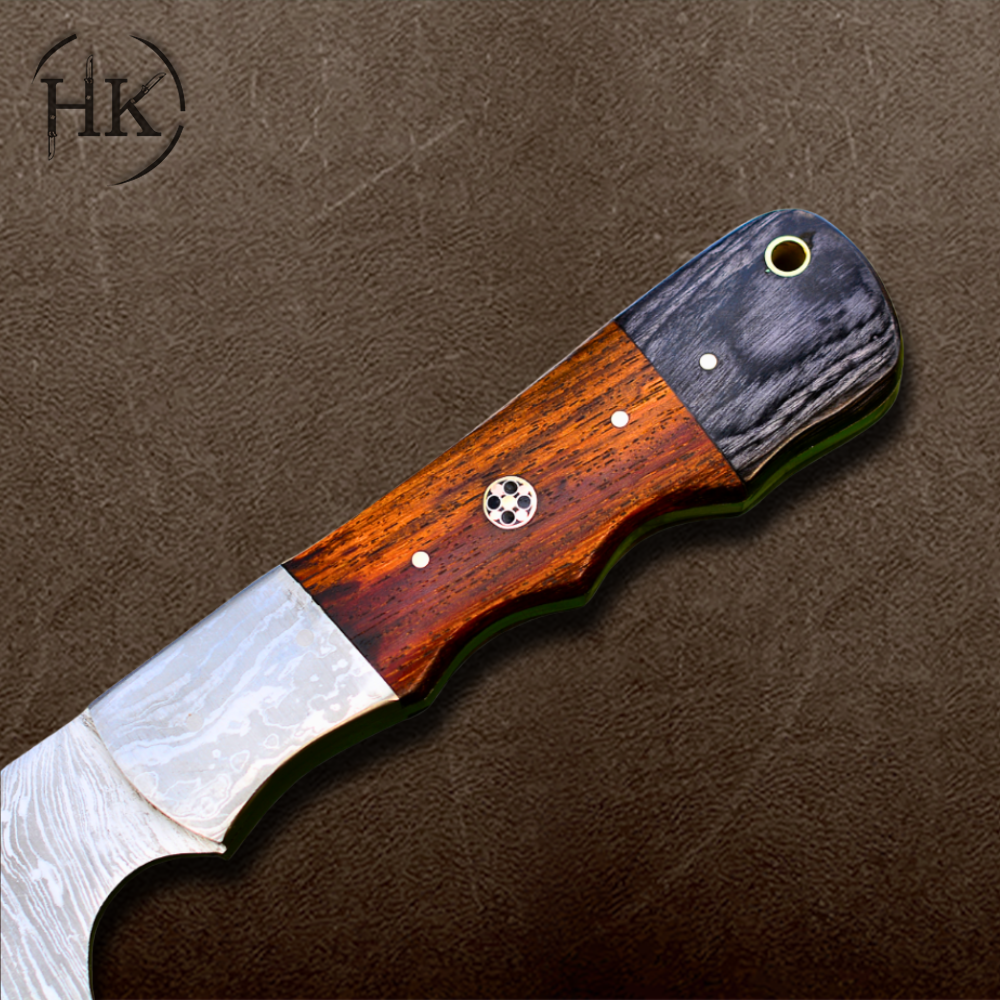 A Pair of Custom Handmade Damascus Steel Viking Axes – Wood Handle & Leather Sheath - Image 2