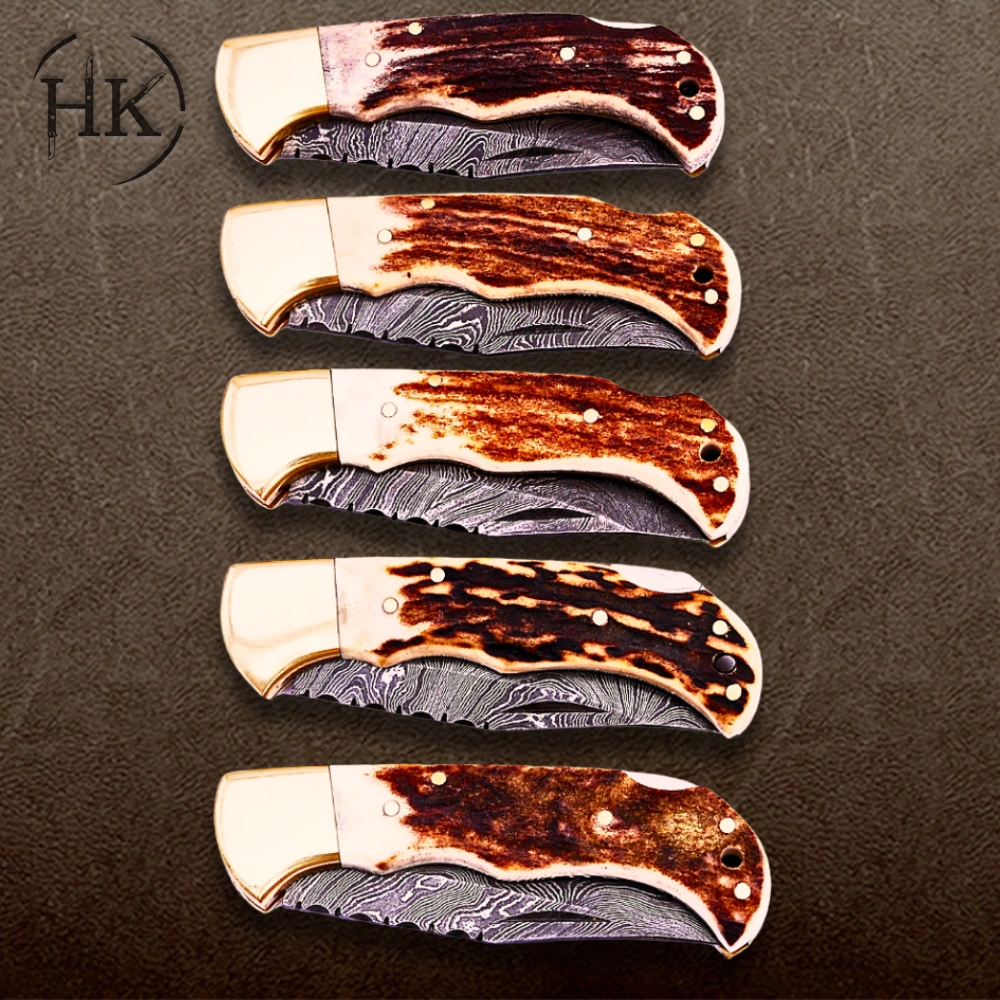 Handcrafted Damascus Steel Folding Knife Set | Elegance and Precision in Every Blade - Image 3