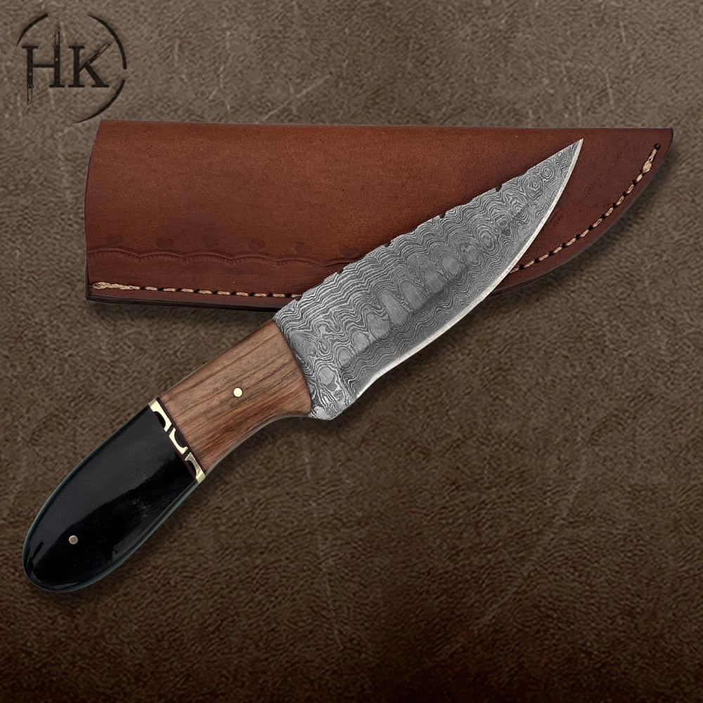 Handcrafted Damascus Steel Knife with Exotic Hardwood Handle - Premium Outdoor Survival Gear - Image 2