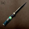 Handcrafted Damascus Steel Knife with Unique Resin and Wood Handle - Image 4
