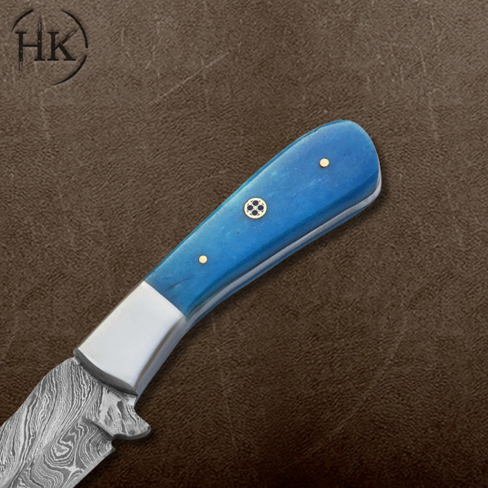 Handcrafted Damascus Steel Folding Knife with Vibrant Mosaic Handle - Image 5