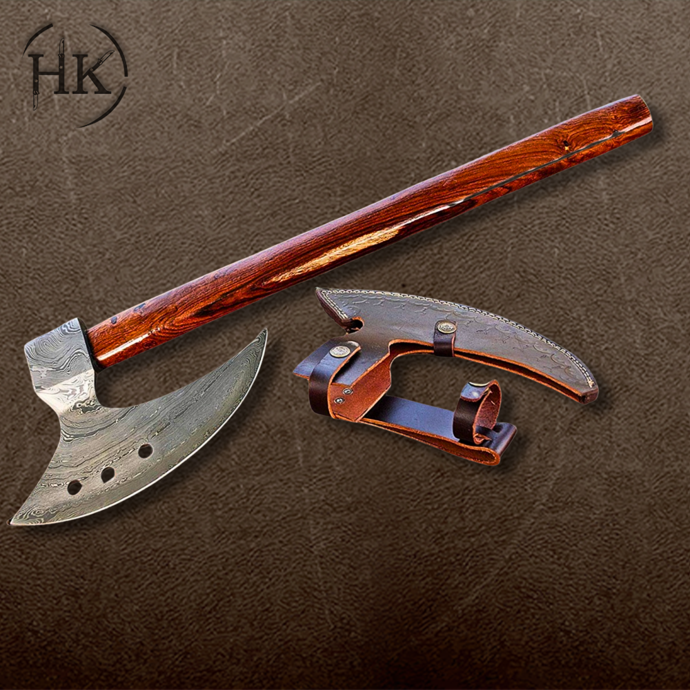 Hand-Forged Damascus Steel Double-Headed Viking Axe – A Blend of Tradition and Precision